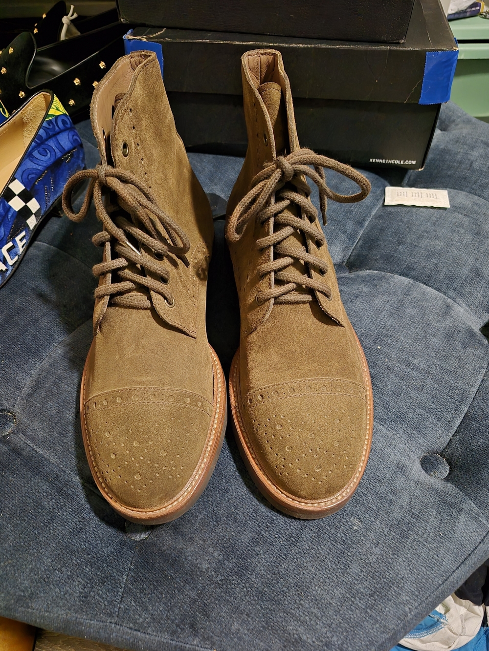 Brunello Cucinello Ankle Boots - Men  Brown Suede Lace-Up Brogue Boots